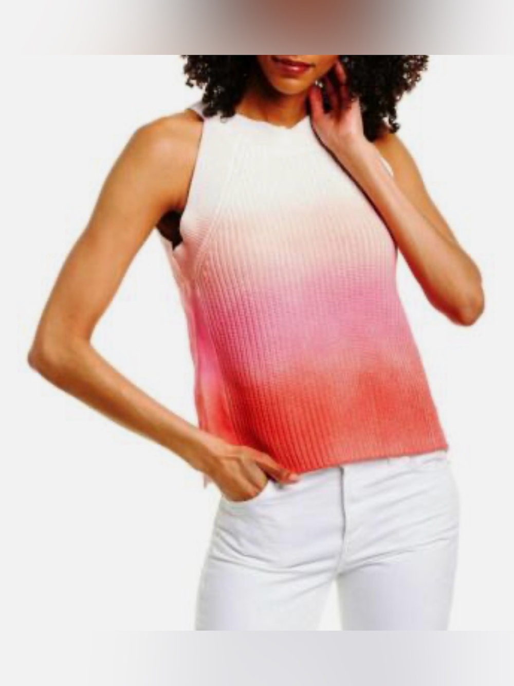 525 America Pink to Cream Ombre Ribbed Sleeveless Tank